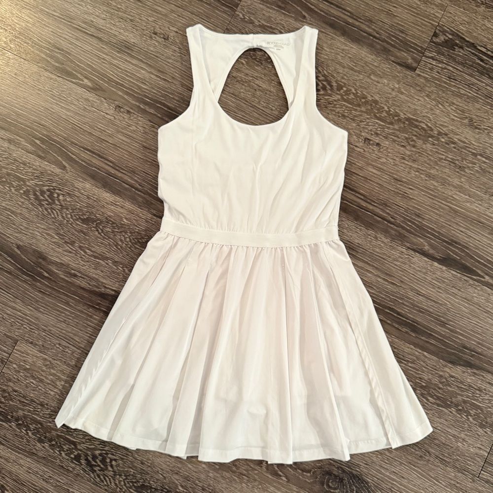 Beyond Yoga White Racerback Fit-and-Flare Dress